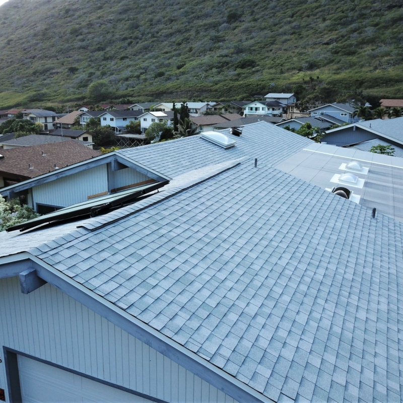 Completed roofing project - aerial