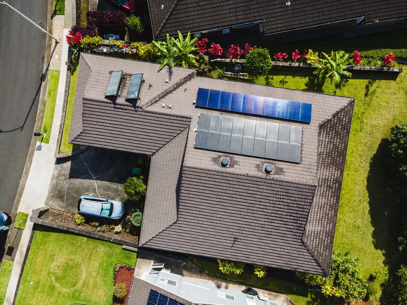 Completed AEI solar installation - aerial view