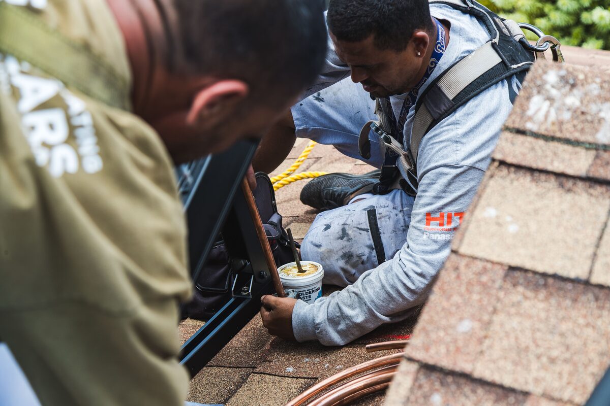 Crew working on roof