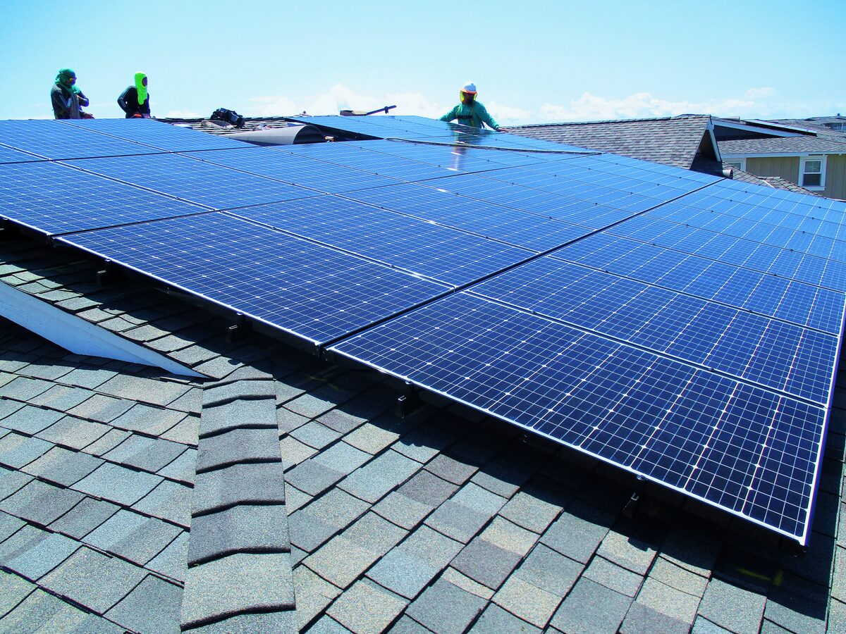 AEI crew working on solar installation in Ewa Beach